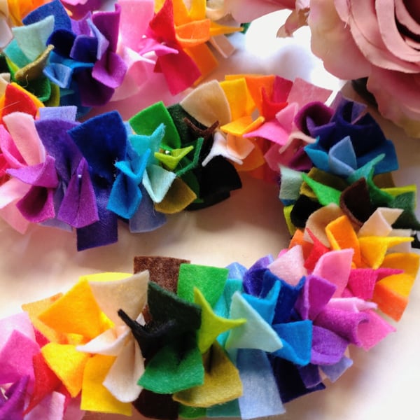 Felt Tinsel Garland, Rainbow Confetti Bunting, Eclectic Bohemian Party Decor