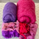 Pink and Purple Materials Kit for Nuno Felt Hat and Cowl on a Ball Course