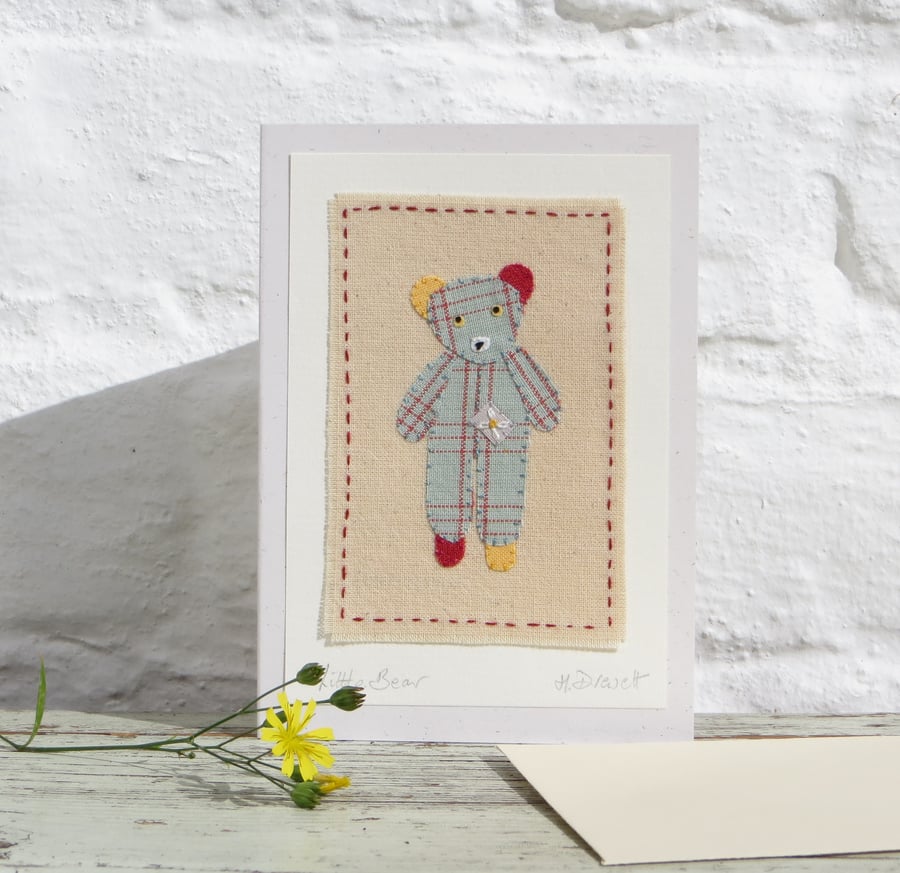 Little Bear hand-stitched miniature on card, for lovers of bears everywhere!