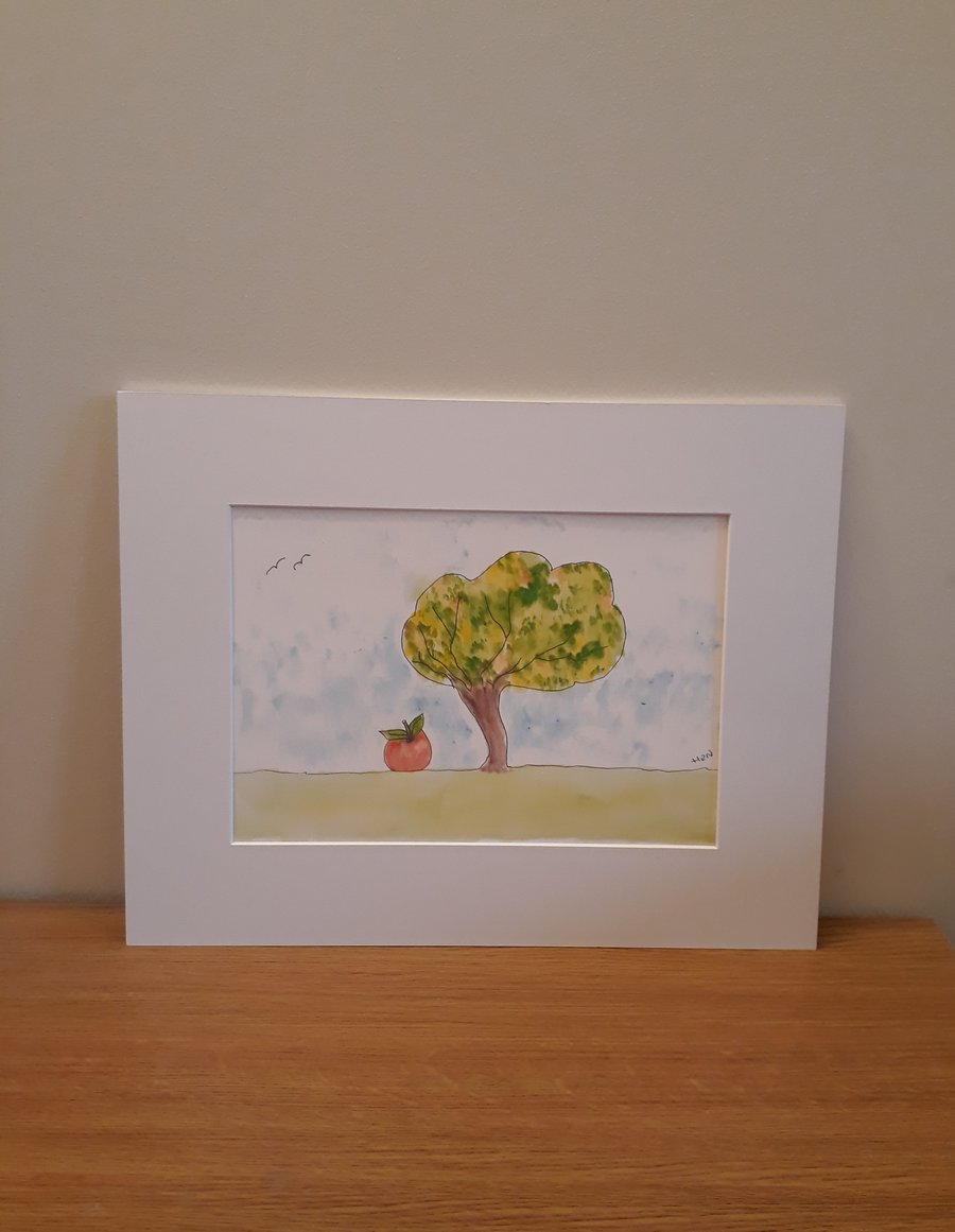 Apple Tree, mounted  print taken from original pen and ink painting