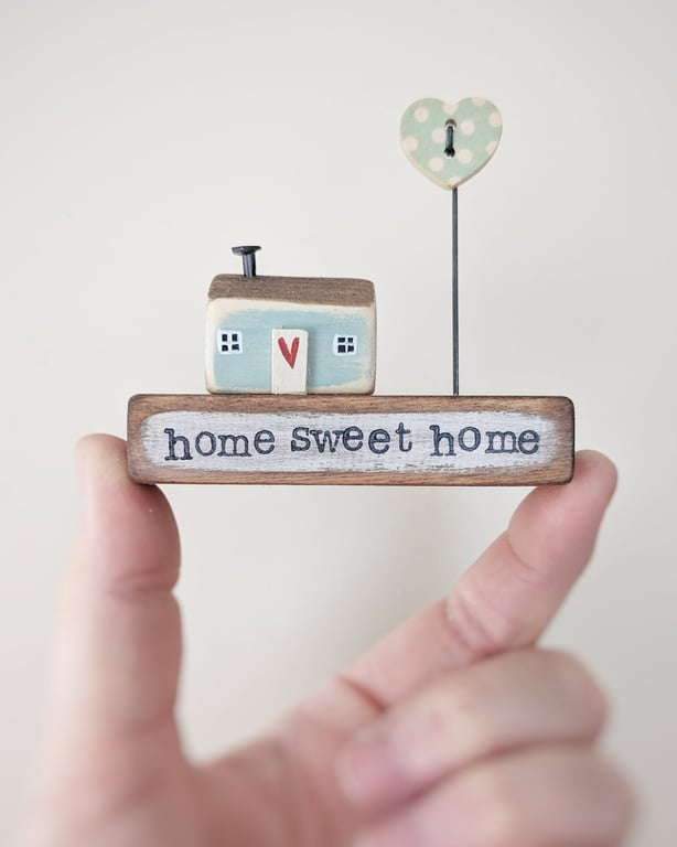 Little Wooden Painted House and Base in a Bag
