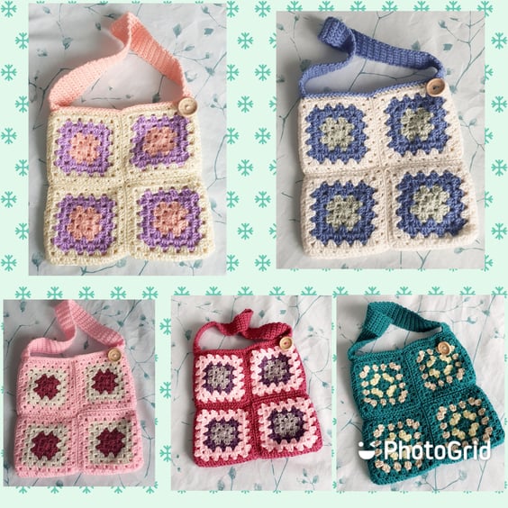 Children's crochet handbags, tote bags