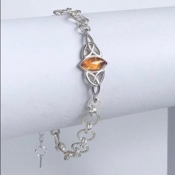 Cognac Amber Chainmaille Bracelet