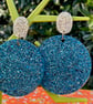 GLITTER CIRCLE EARRINGS giant art deco statement cool disco gift for her - Image 2