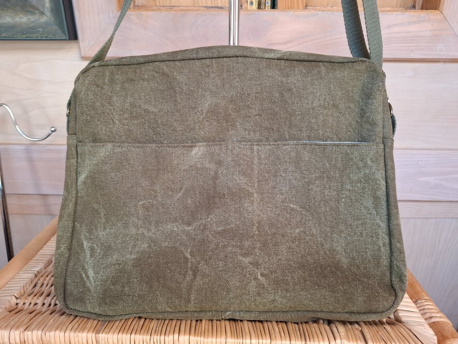Olive denim messenger