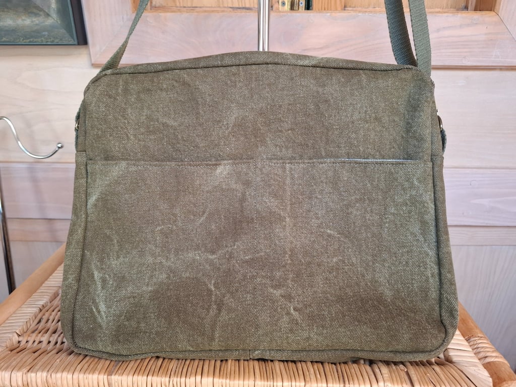 Olive denim messenger