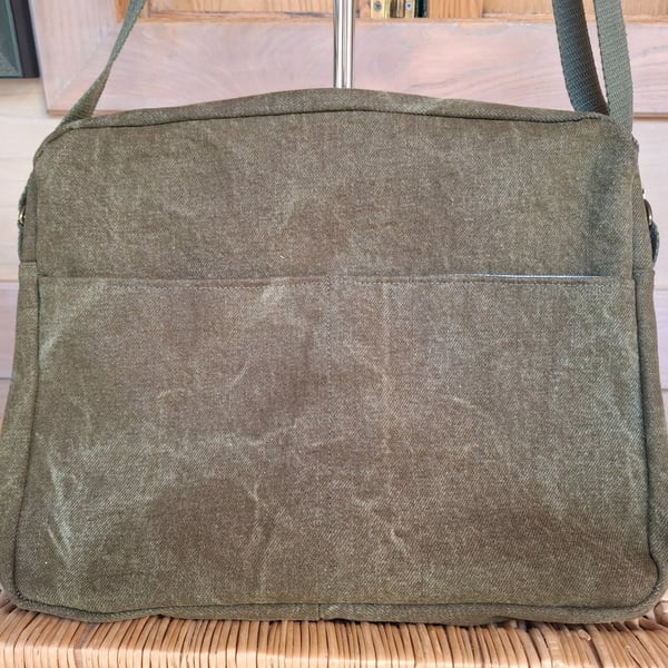 Olive denim messenger
