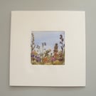 Cottage garden themed greetings card made with real pressed flowers (No 2)