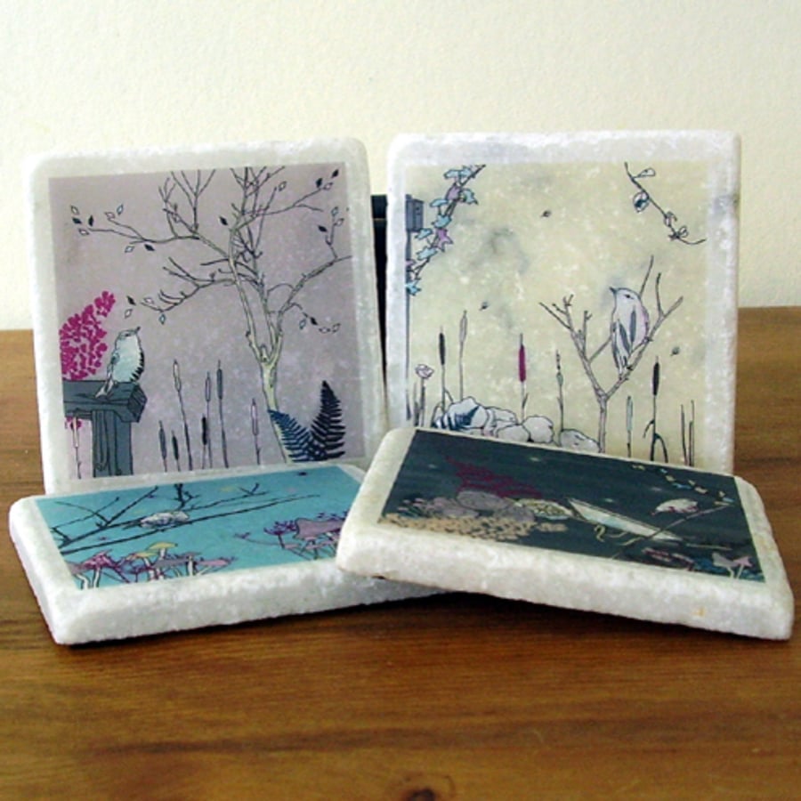 white marble decorated coasters