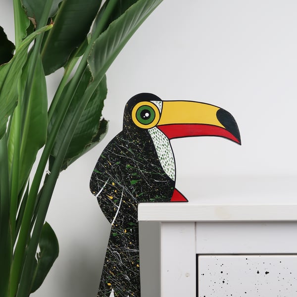 Toucan door topper, decoration for door frame, tropical bird art