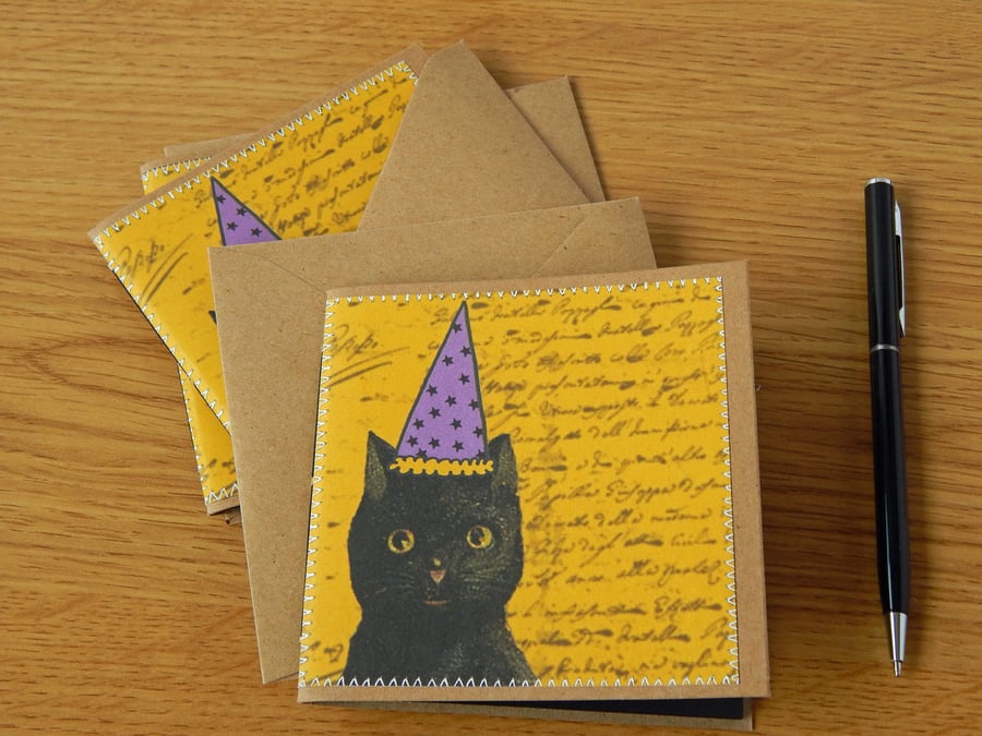 Halloween Black Cat Notebook with Black Pages 