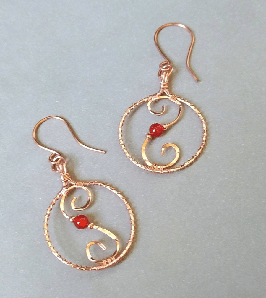 Round Swirly Copper Earrings
