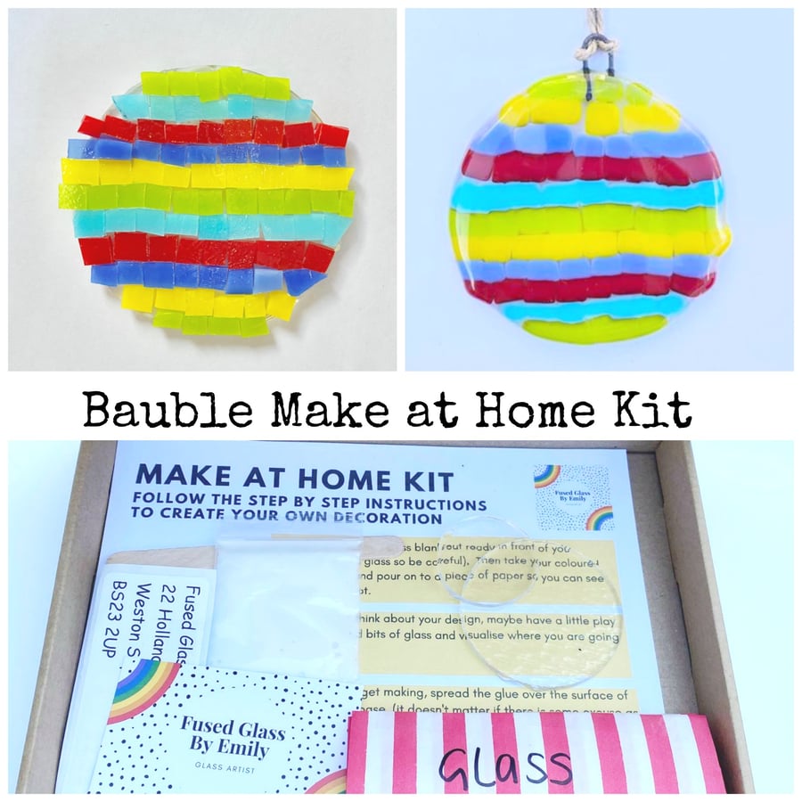 Fused Glass Bauble Make at Home Kits, suitable for all ages