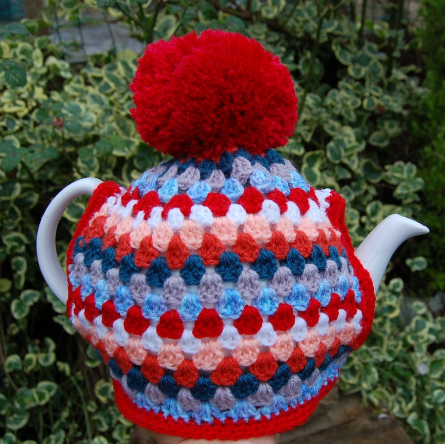 crochet tea cosy, granny stripe tea, cosy large cosy