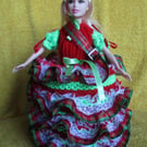 Hand Knitted Scottish Dancer Doll Spare Toilet Roll Cover