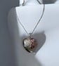 Handmade Resin Heart Necklace with Real Dried Flowers Floral Pendant