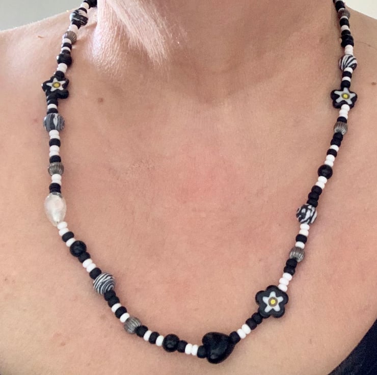 Monochrome Multi Strand Beads Bracelet or Doubl... Folksy