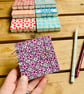 Mini Hand Bound Mixed Media Sketchbook with Button Closure. Purple & Cream.