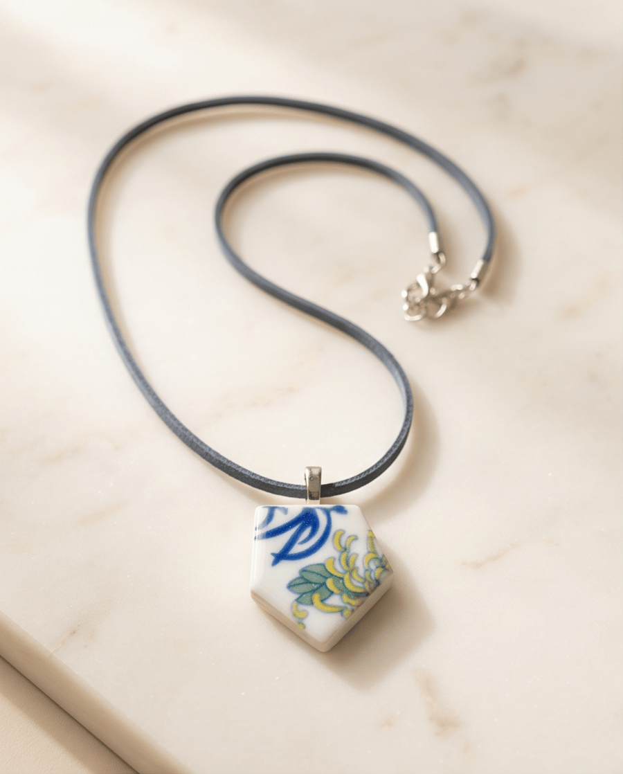 Pottery sea hand-picked in cornwall Necklace 