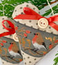 SALE ITEM - CHRISTMAS ROBIN HEART DECORATION - dark grey ribbon - Image 3
