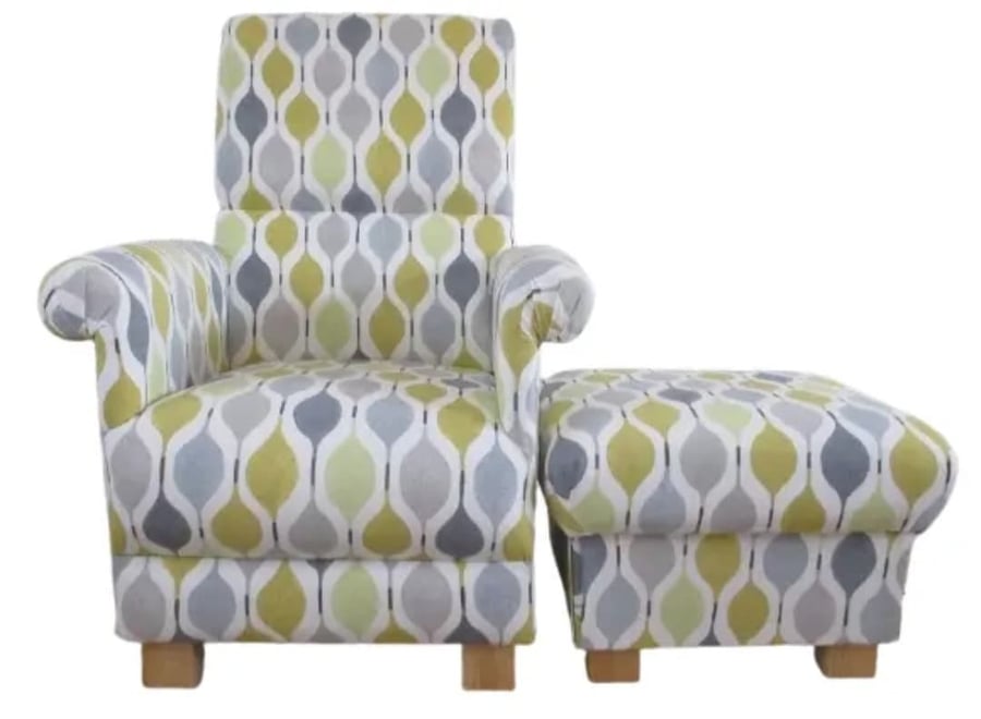 Prestigious Verve Fabric Adult Chair Mimosa Grey Mustard Retro Accent Armchair