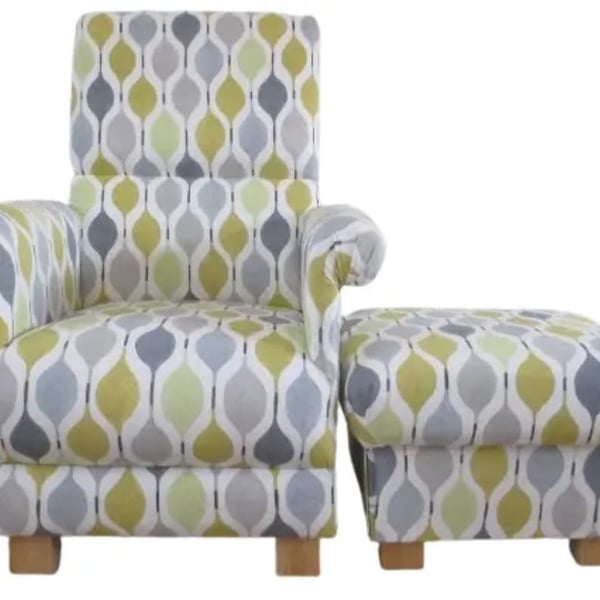 Prestigious Verve Fabric Adult Chair Mimosa Grey Mustard Retro Accent Armchair