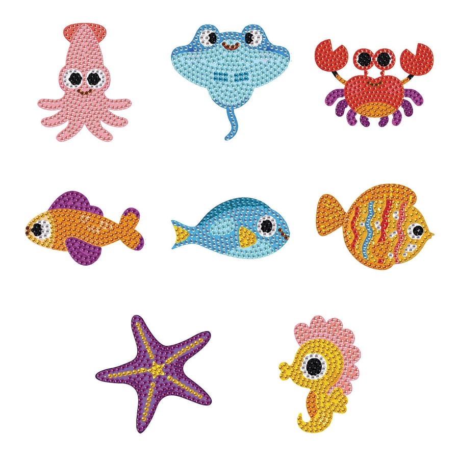 8pcs 5D Diamond Painting Kit Colourful Sea Creatures Magnets DIY Diamond Magnet 