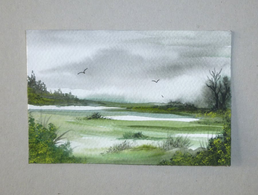 original art watercolour landscape ( ref FA 18 R7 )