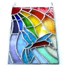 Kingfisher Rainbow Panel Stained Glass Suncatcher 019