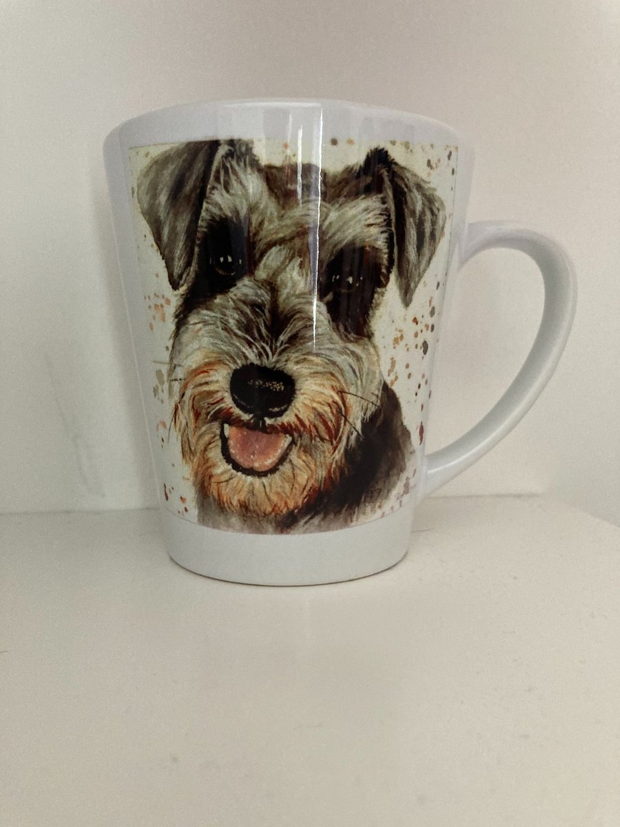Schnauzer design Latte  Mug ,coffee mug ,dog design. Free P&P
