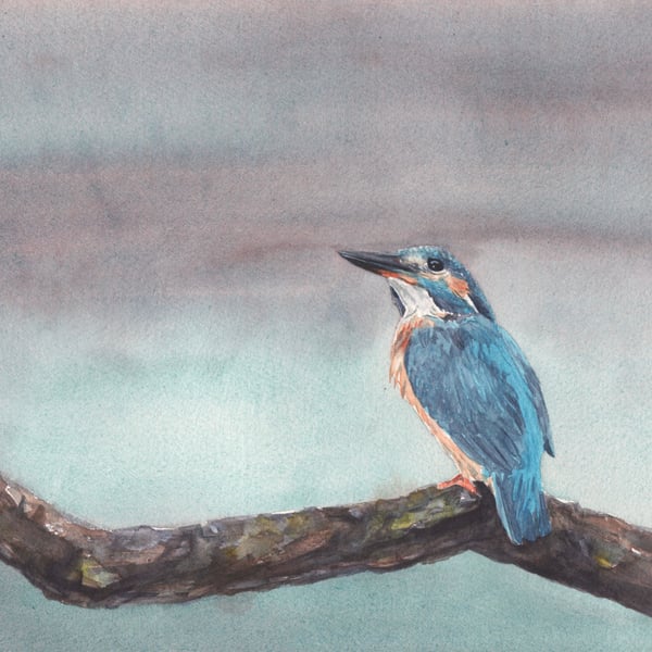 Kingfisher Painting, Watercolour Kingfisher Art