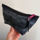 Lined Inner Tube Bag - Dark Pink Zip & Off-White Bicycle Lining