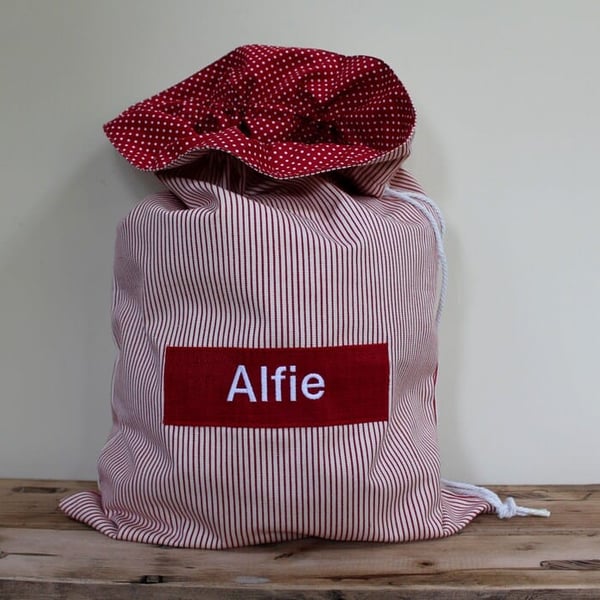 Striped Personalised Christmas Sack