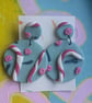 Big Beautiful blue candy cane earrings   - Image 1