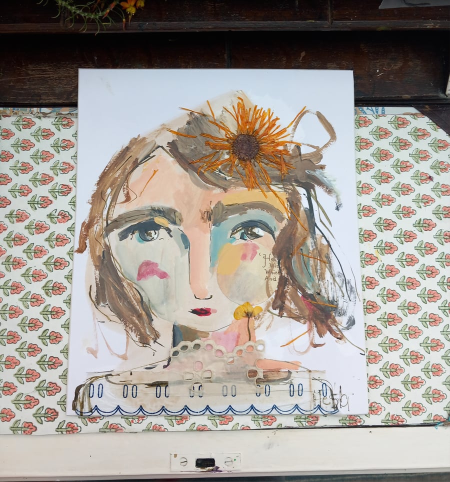 original fine ink drawings and collage.  'October Jane'