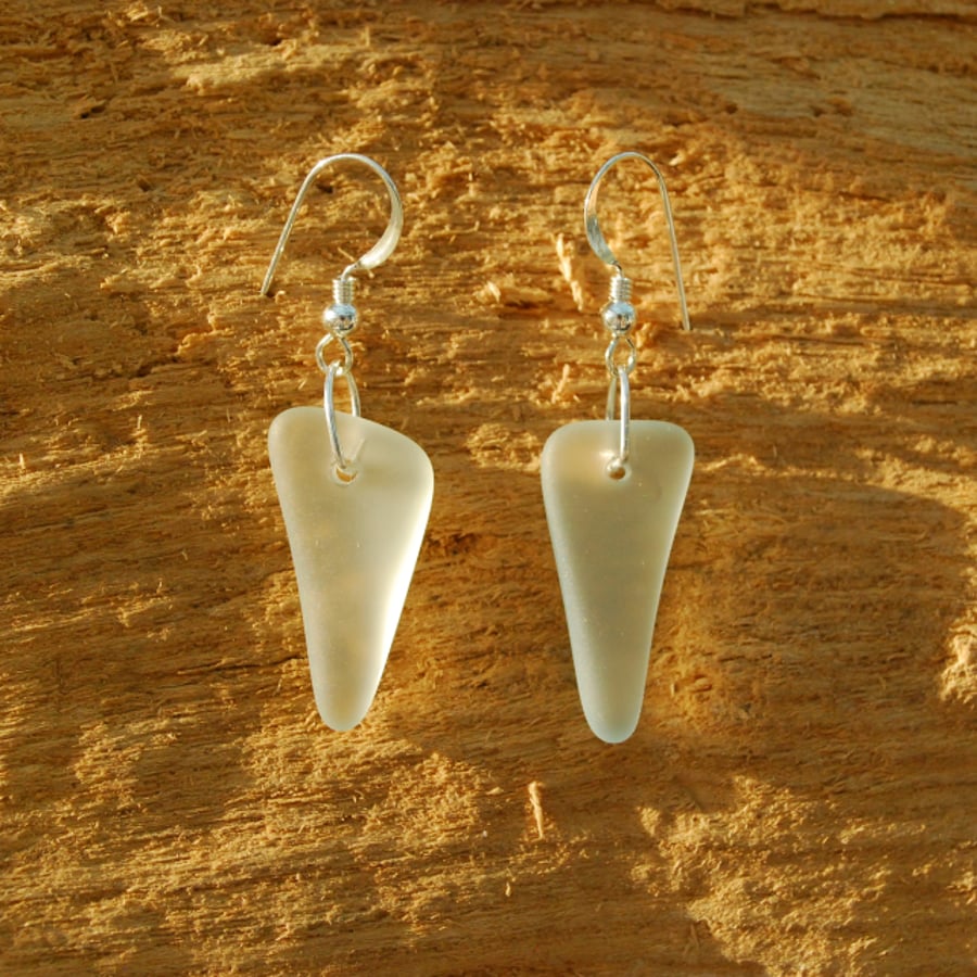 Icicle beach glass earrings
