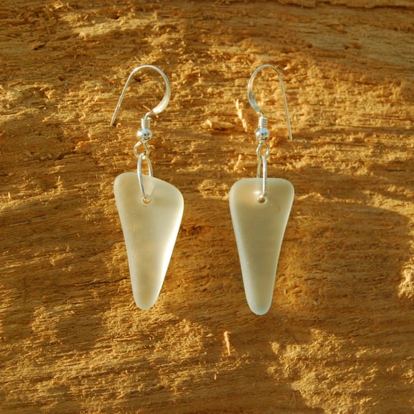 Icicle beach glass earrings
