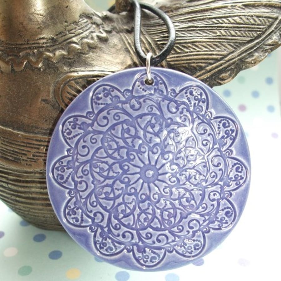 *SALE 50% OFF* Beautiful purple ceramic pendant