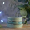 Beautiful handmade ceramic cup - Glazed in green and turquoise