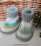 Designer Fairisle 90% % 100% Merino Wool Booties 3-9 months size - Image 6