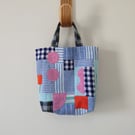 Irish Linen Patchwork Bag, Small Project Bag