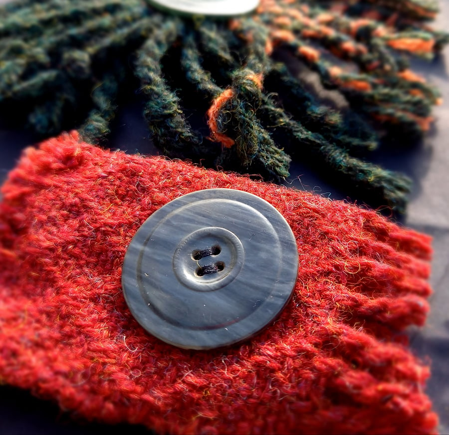 NOW HALF PRICE! Two Woollen Button Brooches