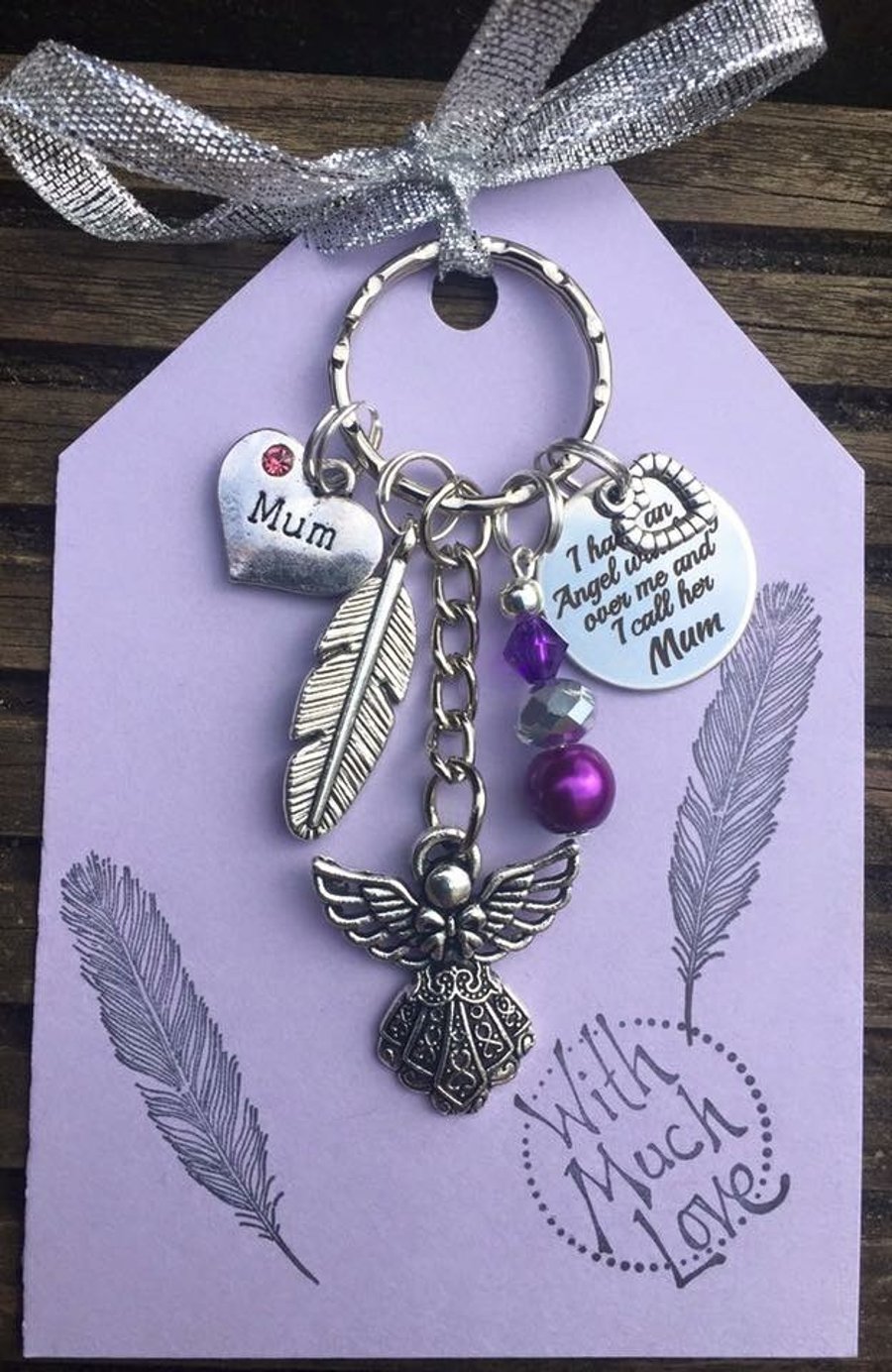 Mum Angel Heaven memorial keepsake Keyring Keychain 