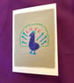 Pretty peacock hand embroidered card - Image 1