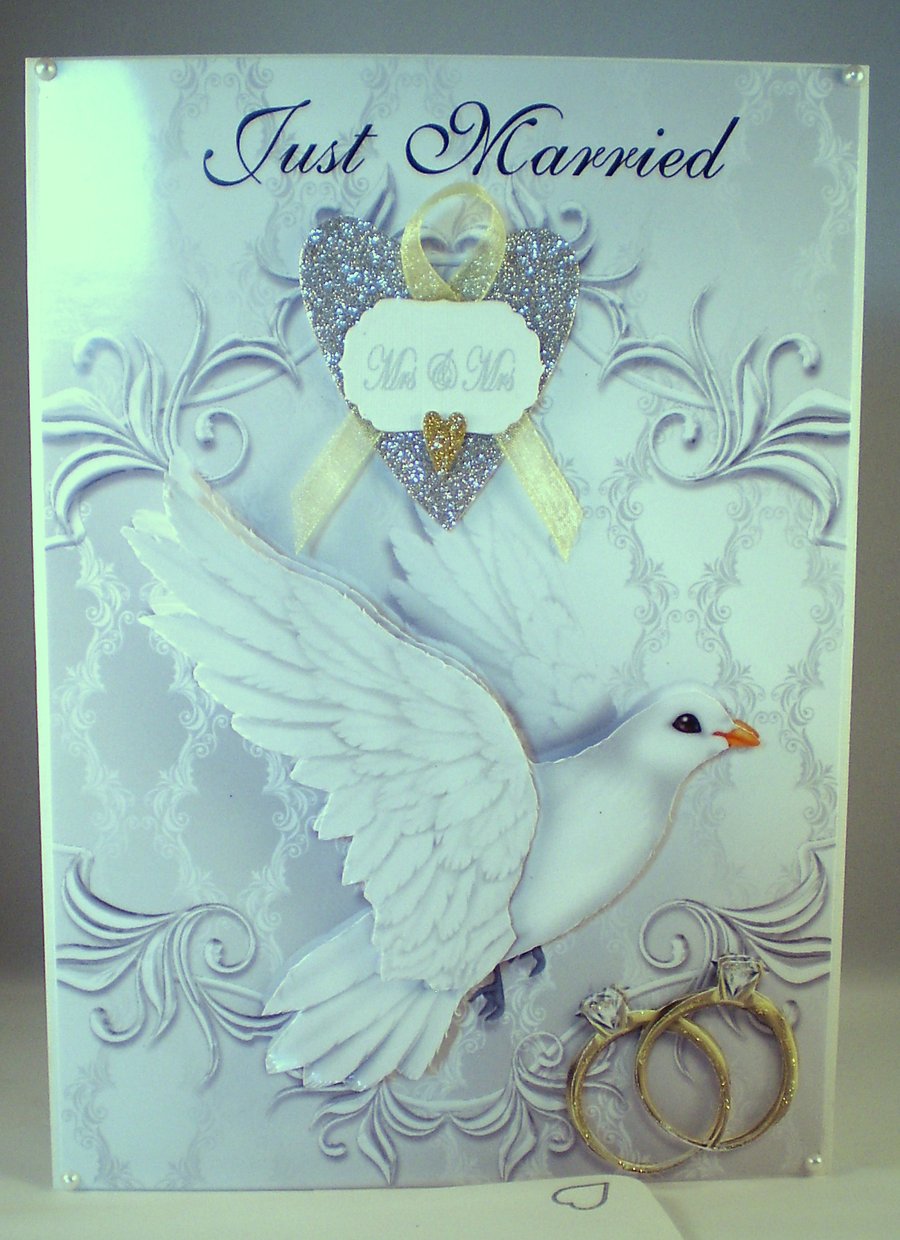 Handmade, Gay, Homosexual,Same Sex Females Wedding Card,3D,Decoupage,Personalise