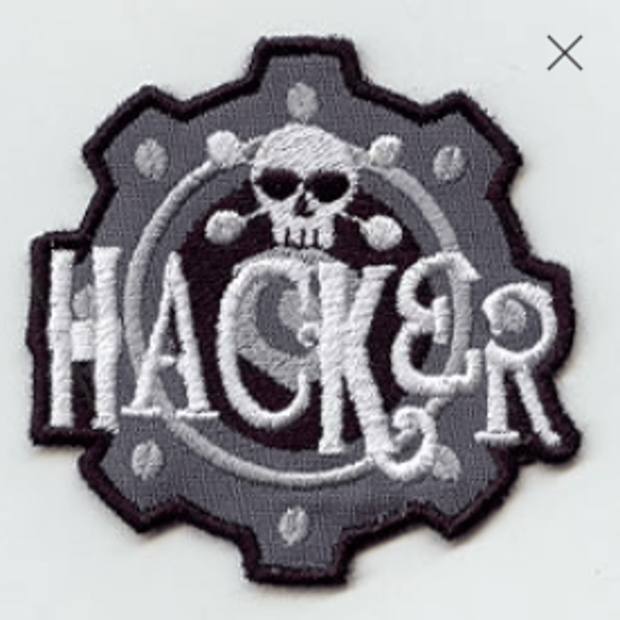 Hacker Embroidered Patch Skull & Gear Cyberpunk Badge Machine Embroidery Patch