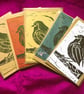 Eco Lino-Printed Festive Robin Greetings Cards A6 with Envelopes – Set of 5 - Image 1