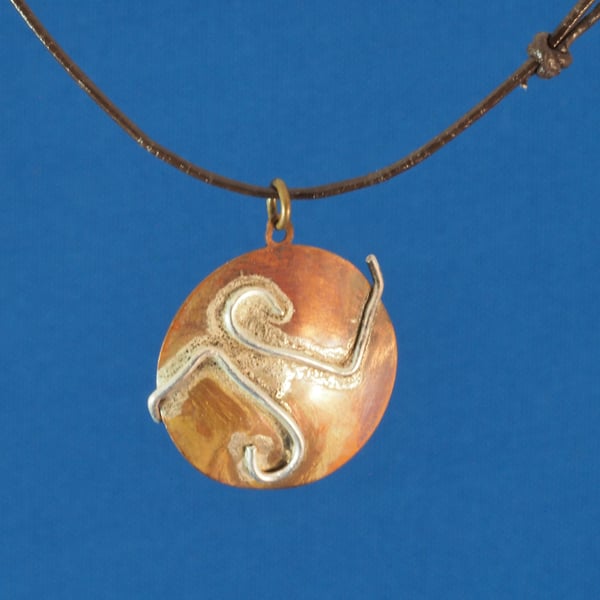  Opposites Copper and Silver Circular Pendant