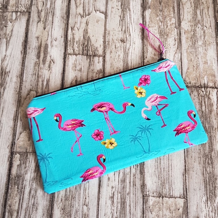 Tropical Flamingo Zipper Pouch - Multi Use Zipped Organiser