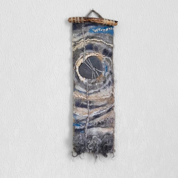 Art felt  wall hanging with a hagstone 1